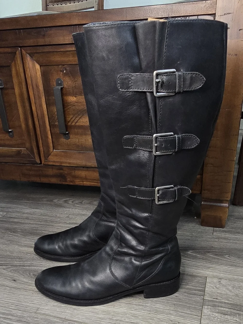 ECCO Hobart Women’s EU 41 US 10-10.5 Black Leather Knee High Riding Boots Triple